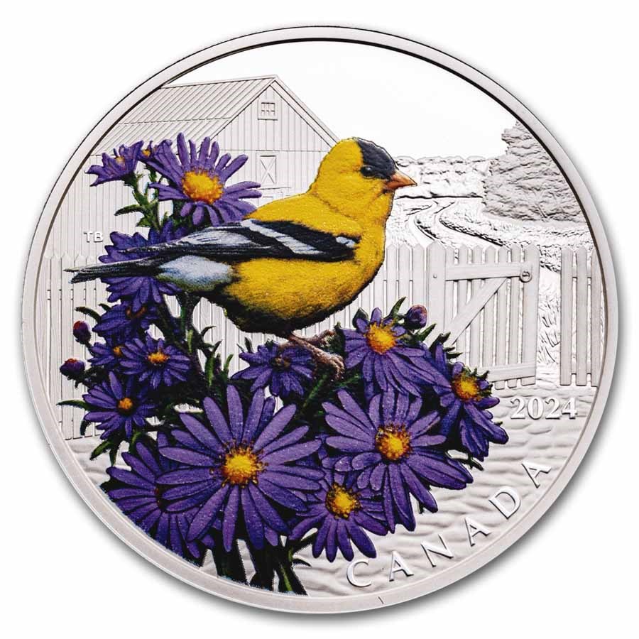 2024 Canada 1 oz Silver $20 Colorful Birds: American Goldfinch