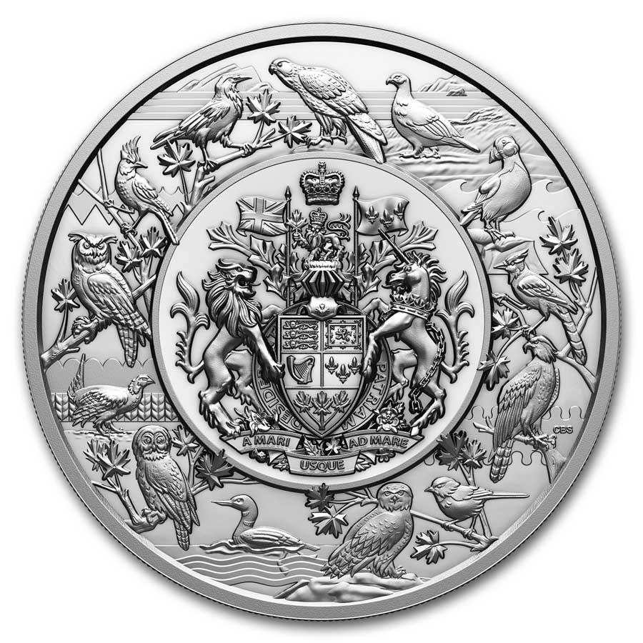 2024 Canada 5 Kilo Ag $500 Heraldic Landscape: Birds of Canada