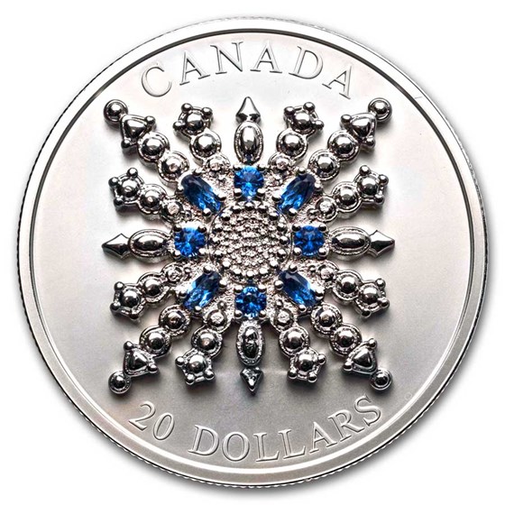 2024 Canada Silver $20 Sapphire Jubilee Snowflake Brooch 2024 Canada Silver $20 Sapphire Jubilee Snowflake Brooch