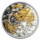 2024 China 150 gram Silver Lunar Dragon Gilded