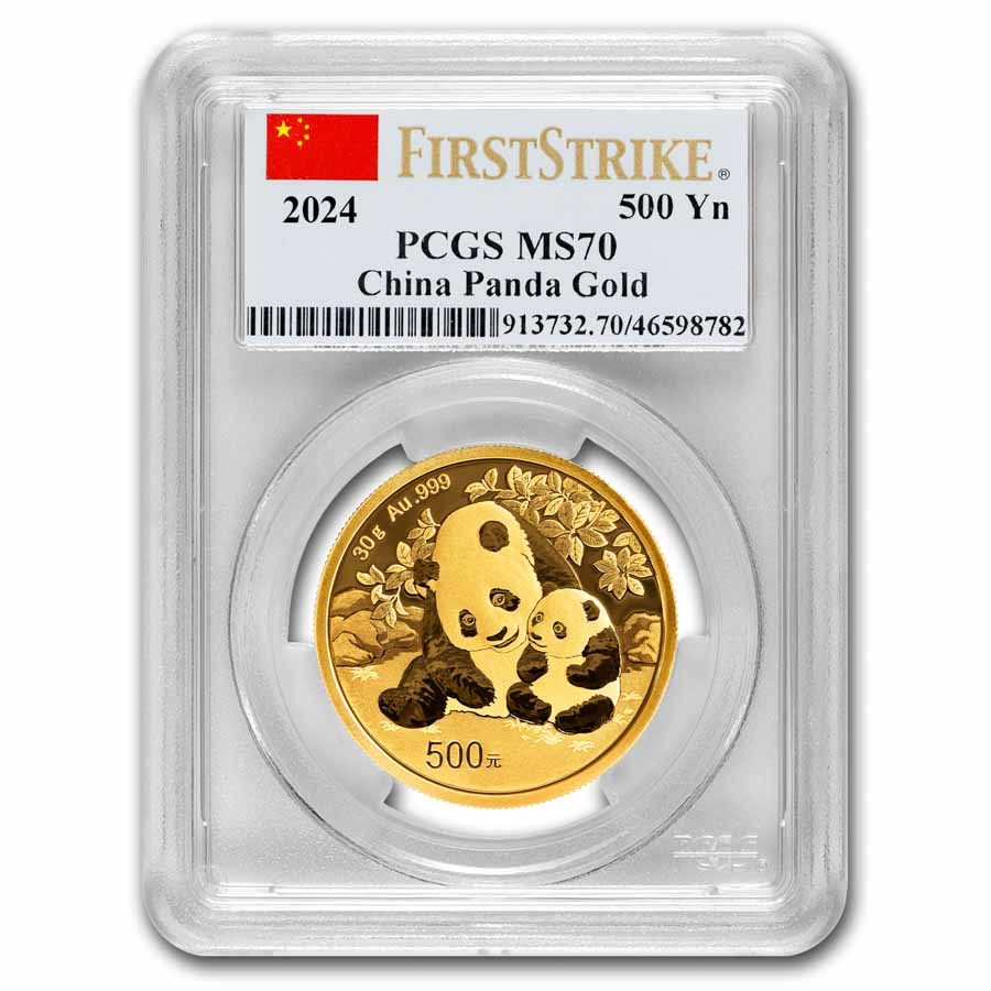 2024 China 30 gram Gold Panda MS-70 PCGS (FS, Flag Label)