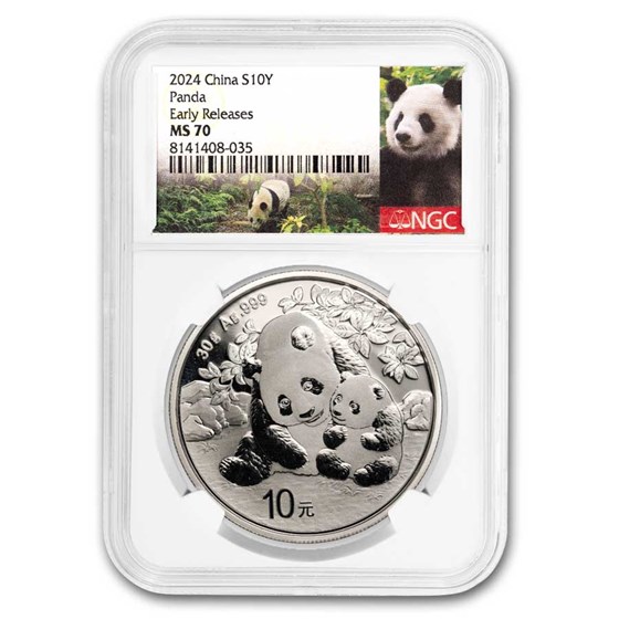 2024 China 30 gram Silver Panda MS-70 NGC (Early Release) 2024 China 30 gram Silver Panda MS-70 NGC (Early Release)