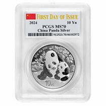 Buy 2024 Chinese 30 gram Silver Panda MS-70 PCGS (FDI, Flag) | APMEX