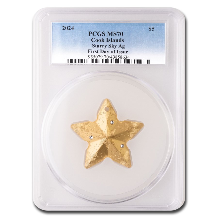2024 CI 1 oz AG Holiday Ornament: Starry Sky Gild MS-70 PCGS FDI