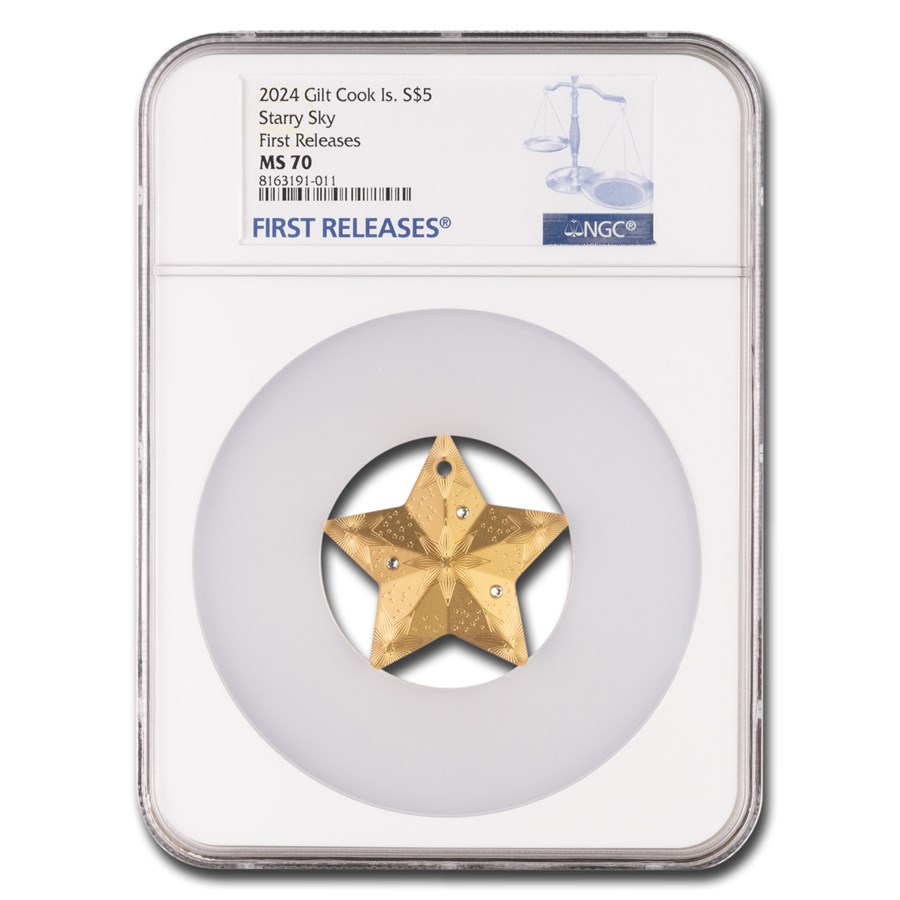 2024 CI 1 oz AG Holiday Ornament: Starry Sky Gilded MS-70 NGC FR