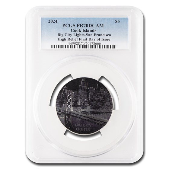 2024 Cook IsL 1 oz HR Ag Big City Lights: San Fran PR-70 DCAM FDI 2024 Cook IsL 1 oz HR Ag Big City Lights: San Fran PR-70 DCAM FDI