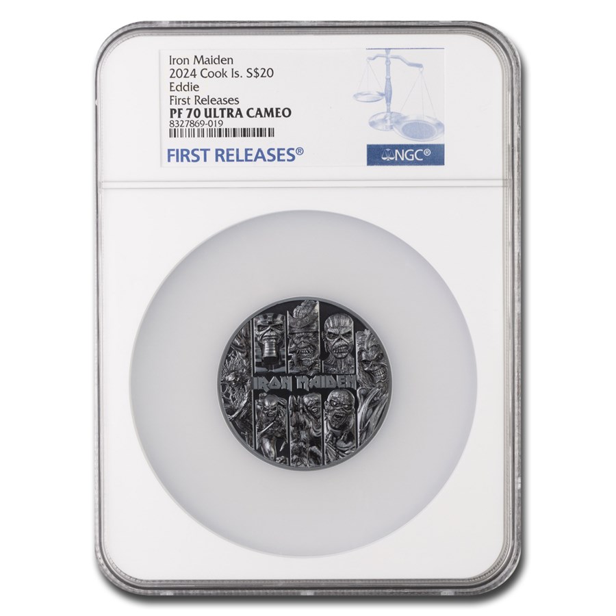 2024 Cook Isl 3oz Ag Iron Maiden Best of Eddie Black PF70 NGC FR