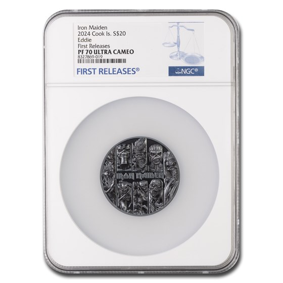 2024 Cook Isl 3oz Ag Iron Maiden Best of Eddie Black PF70 NGC FR 2024 Cook Isl 3oz Ag Iron Maiden Best of Eddie Black PF70 NGC FR