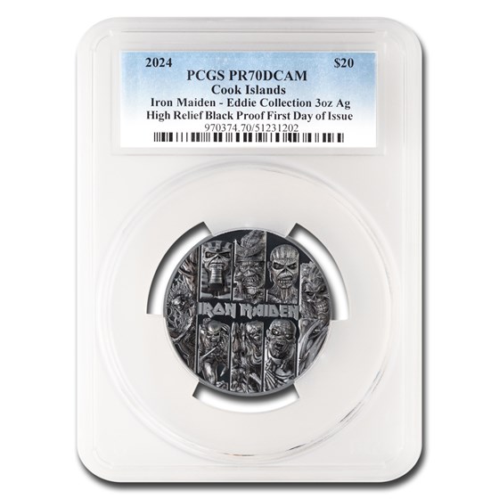 2024 Cook Isl 3oz Ag Iron Maiden Best of Eddie Black PR70 PCGS FD 2024 Cook Isl 3oz Ag Iron Maiden Best of Eddie Black PR70 PCGS FD