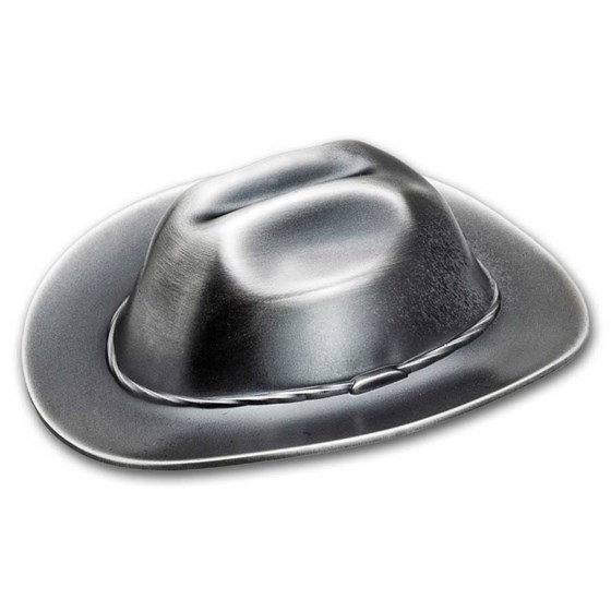 2024 Cook Islands 1 oz Silver Antique Cowboy Hat Shaped Coin