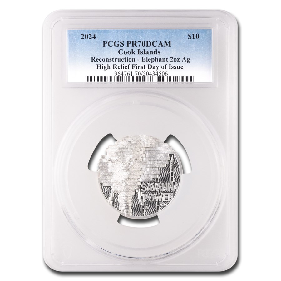 2024 Cook Islands 2 oz AG Reconstruction: Elephant PF-70 PCGS FDI