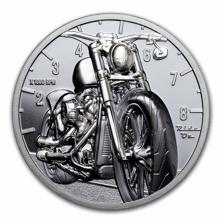 2024 Cook Islands 2 oz Silver Motorbike Black Proof