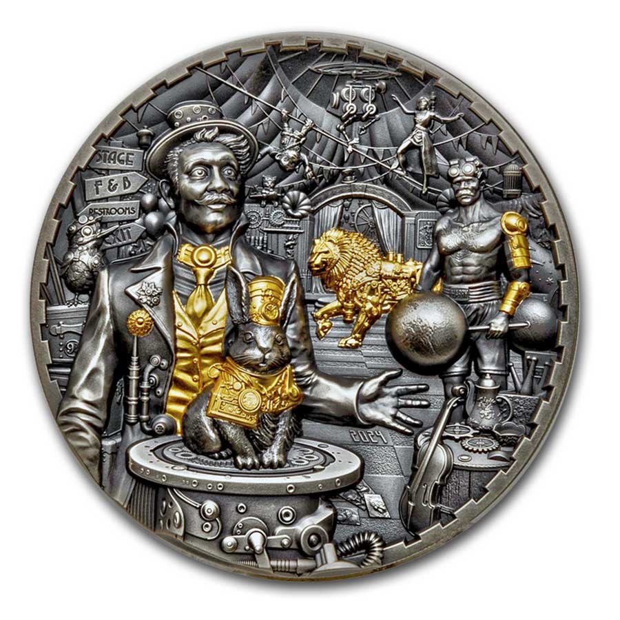2024 Cook Islands 3 oz Silver Antique Steampunk: Carnival