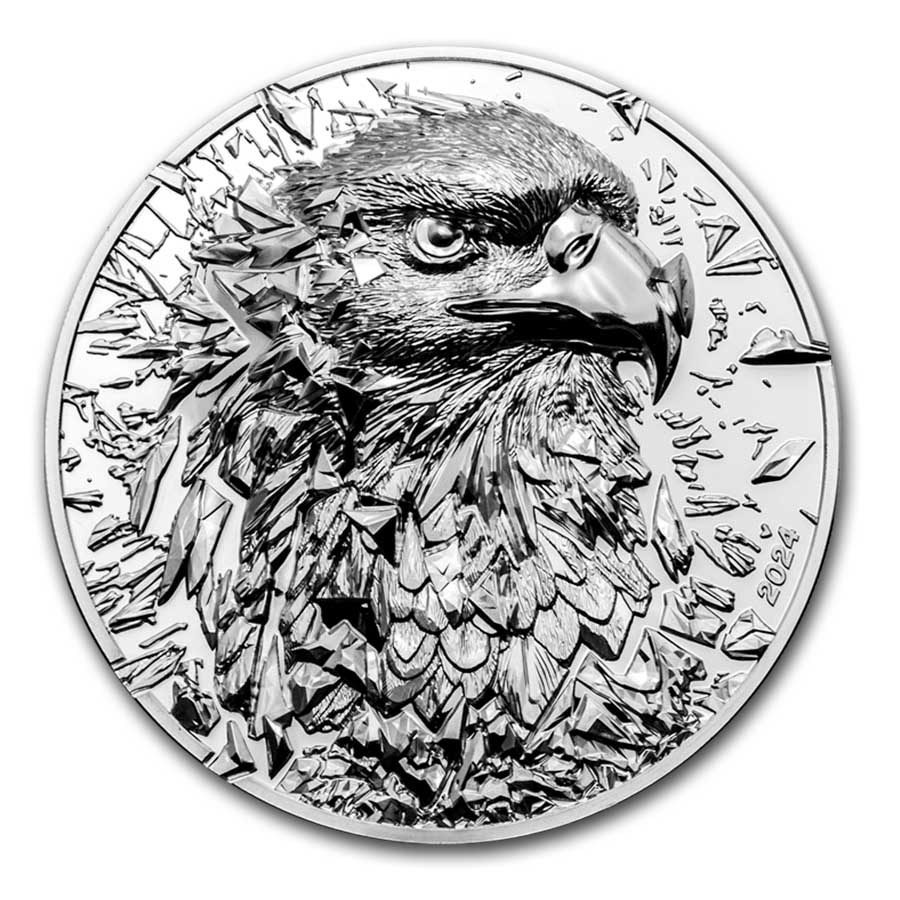 2024 Cook Islands 3 oz Silver Proof Silver Bursts Bald Eagle
