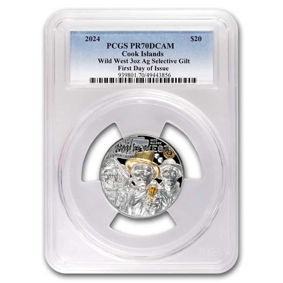 2024 Cook Islands 3 oz Silver Wild West PR-70 PCGS (FDI) 2024 Cook Islands 3 oz Silver Wild West PR-70 PCGS (FDI)