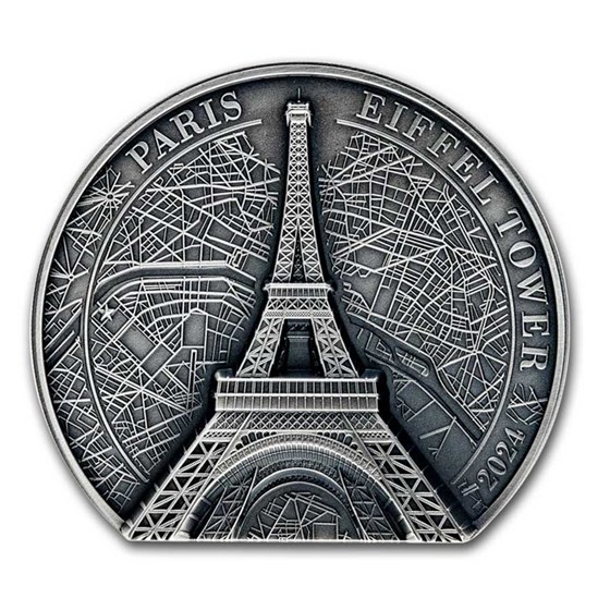 2024 Cook Islands 5 oz Silver Antique Eiffel Tower 2024 Cook Islands 5 oz Silver Antique Eiffel Tower