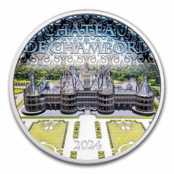 2024 Cook Islands 5 oz Silver Proof Château de Chambord 2024 Cook Islands 5 oz Silver Proof Château de Chambord