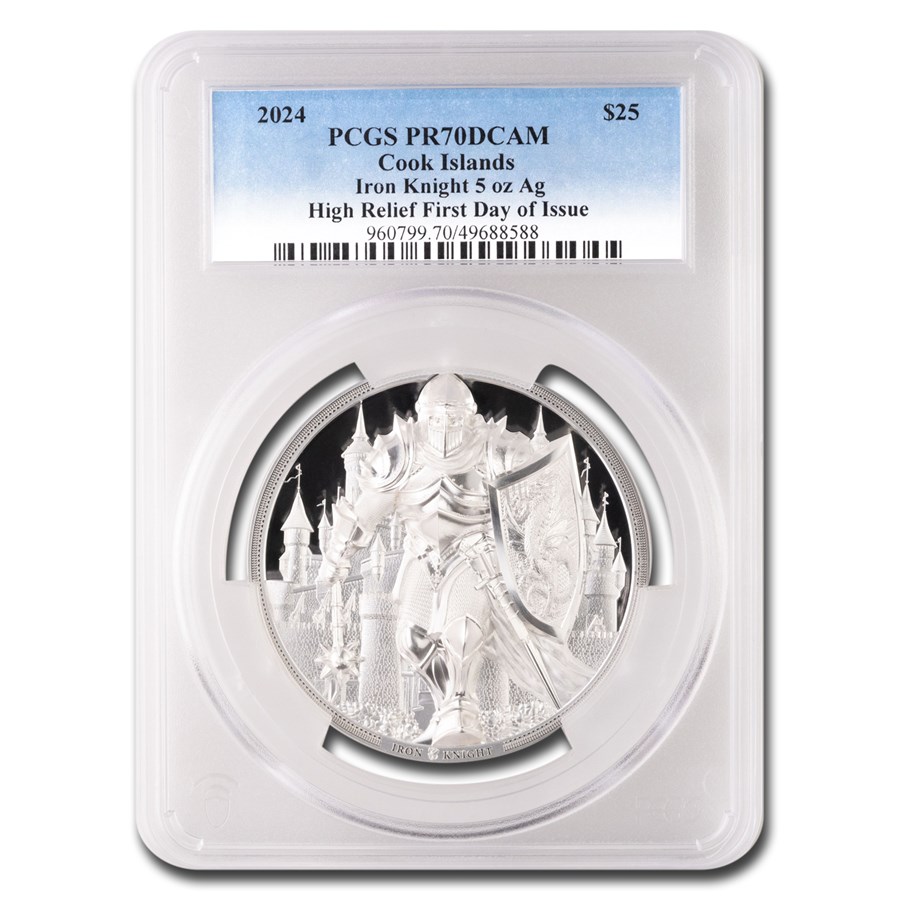 2024 Cook Islands 5 oz UHR Silver Iron Knight PR-70 DCAM PCGS FDI