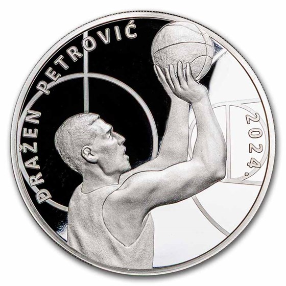 2024 Croatia 1 oz Silver Dražen Petrovic Proof (w/ Box & COA)