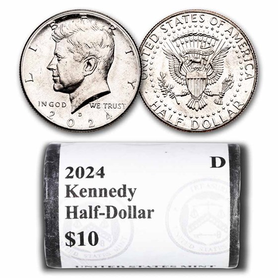2024-D Kennedy Half Dollar 20-Coin Roll BU (Mint Wrapped Roll)