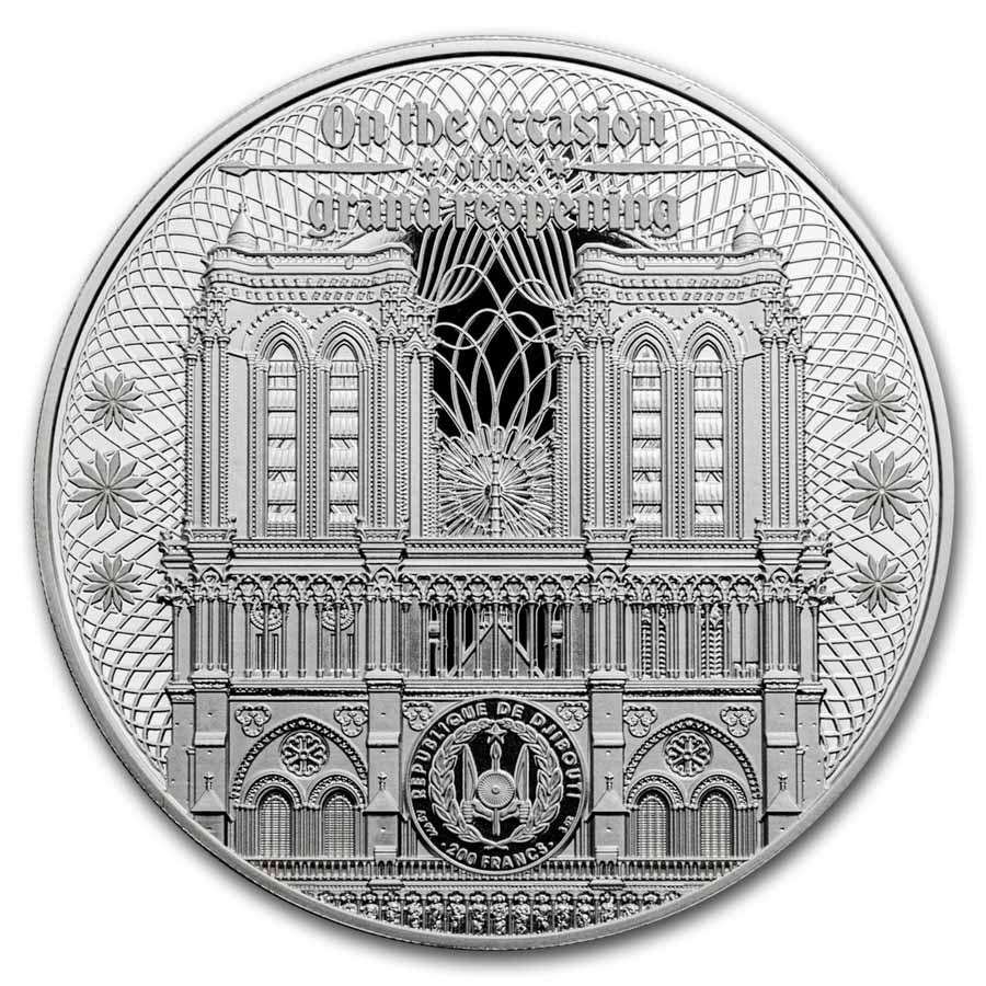 2024 Djibouti 3 oz Silver Notre-Dame de Paris (with Box & COA)