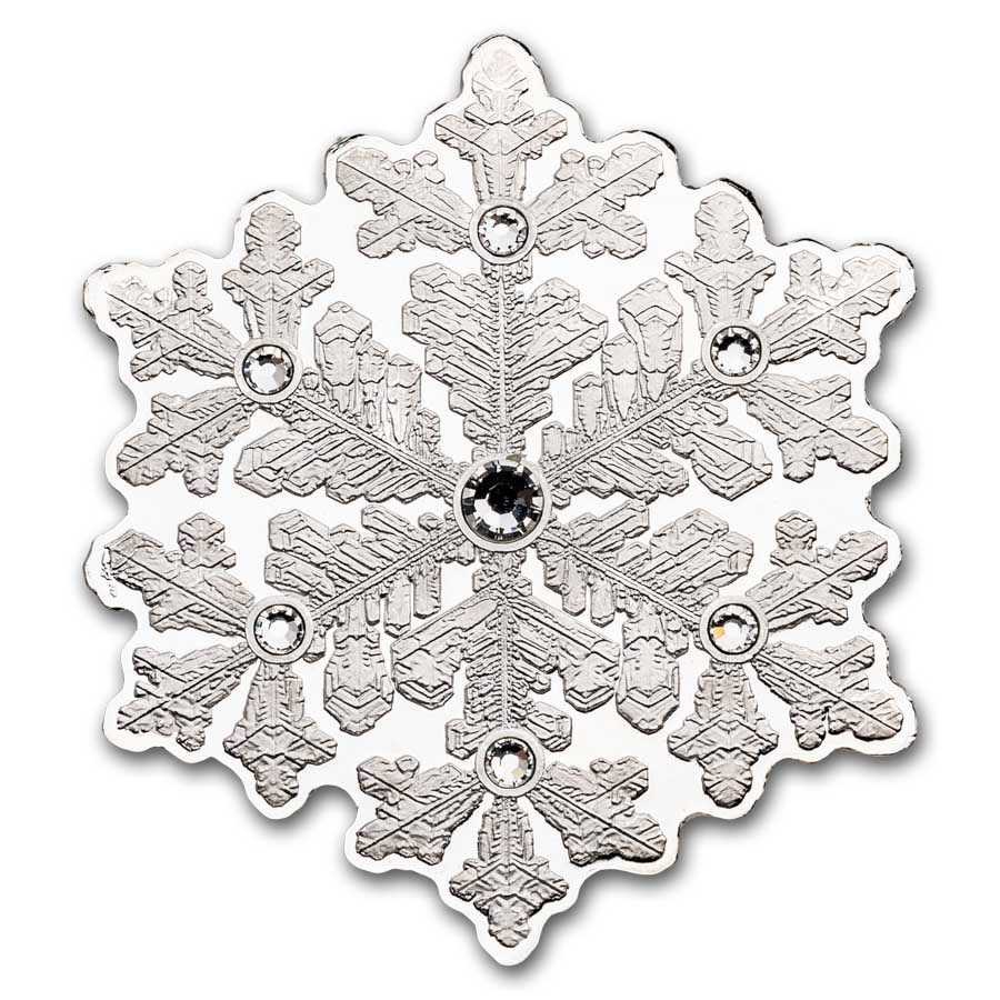 2024 Fiji 1/2 oz Silver Snowflake Coin w/ Crystals, Box & COA