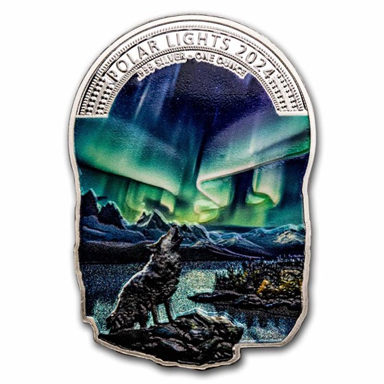 2024 Fiji 1 oz Silver Polar Lights Shaped Coin w/ Box & COA 2024 Fiji 1 oz Silver Polar Lights Shaped Coin w/ Box & COA
