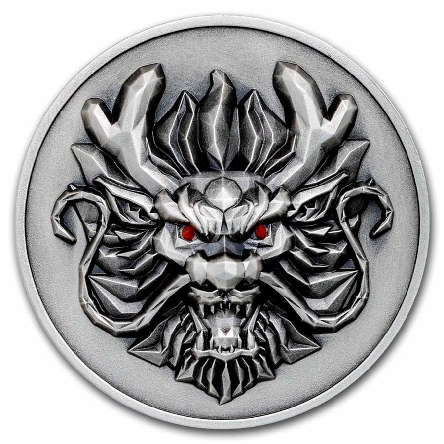 2024 Fiji 1 oz Silver Year Of The Dragon Antique 3D Ultra HR
