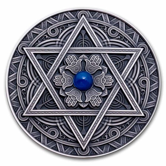 2024 Fiji 3 oz Antique Finish Silver Mandala Art (Jewish) 2024 Fiji 3 oz Antique Finish Silver Mandala Art (Jewish)