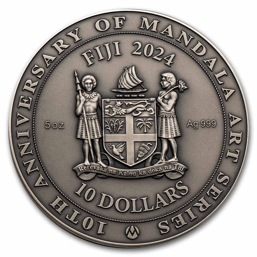 2024 Fiji 5 oz Antique Finish Silver Notre Dame Mandala Art | eBay