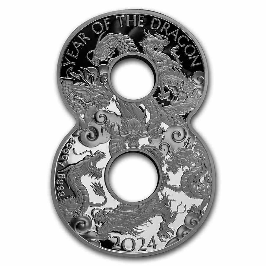 2024 Fiji Silver Year of the Dragon Lucky Eight Shaped Coin