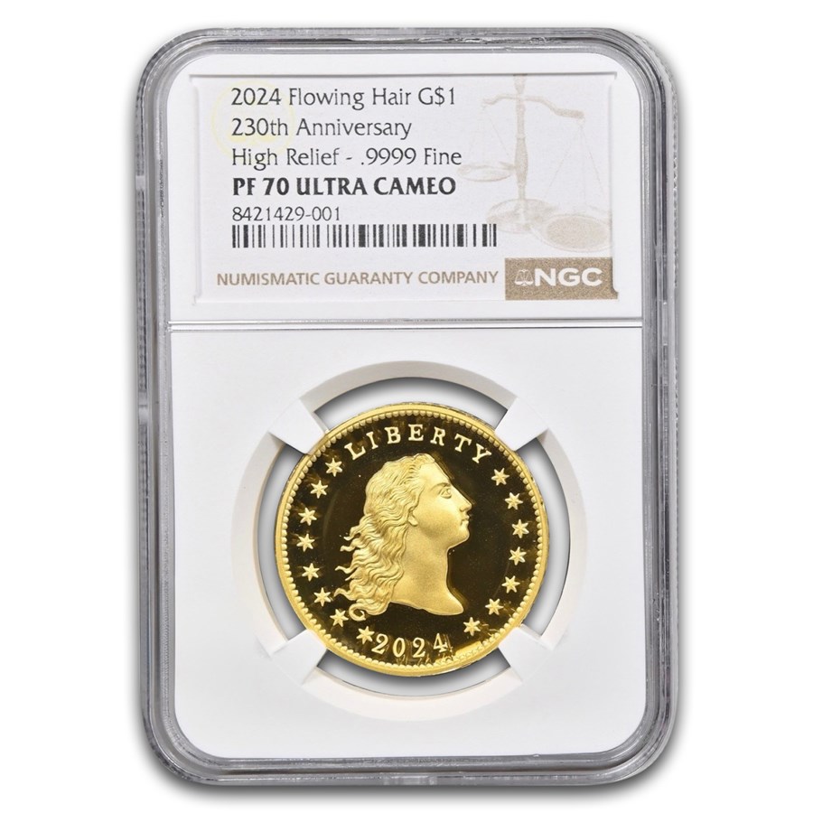 2024 Flowing Hair Gold Coin PF-70 UCAM NGC (230th Anniv)