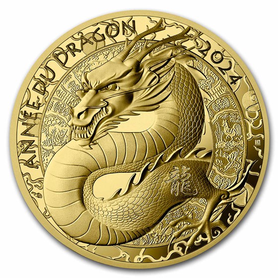 2024 France 1 oz Gold €200 Year of the Dragon Proof (Lunar)