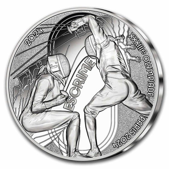 2024 France €10 Silver Paris 2024 Olympics: Fencing 2024 France €10 Silver Paris 2024 Olympics: Fencing