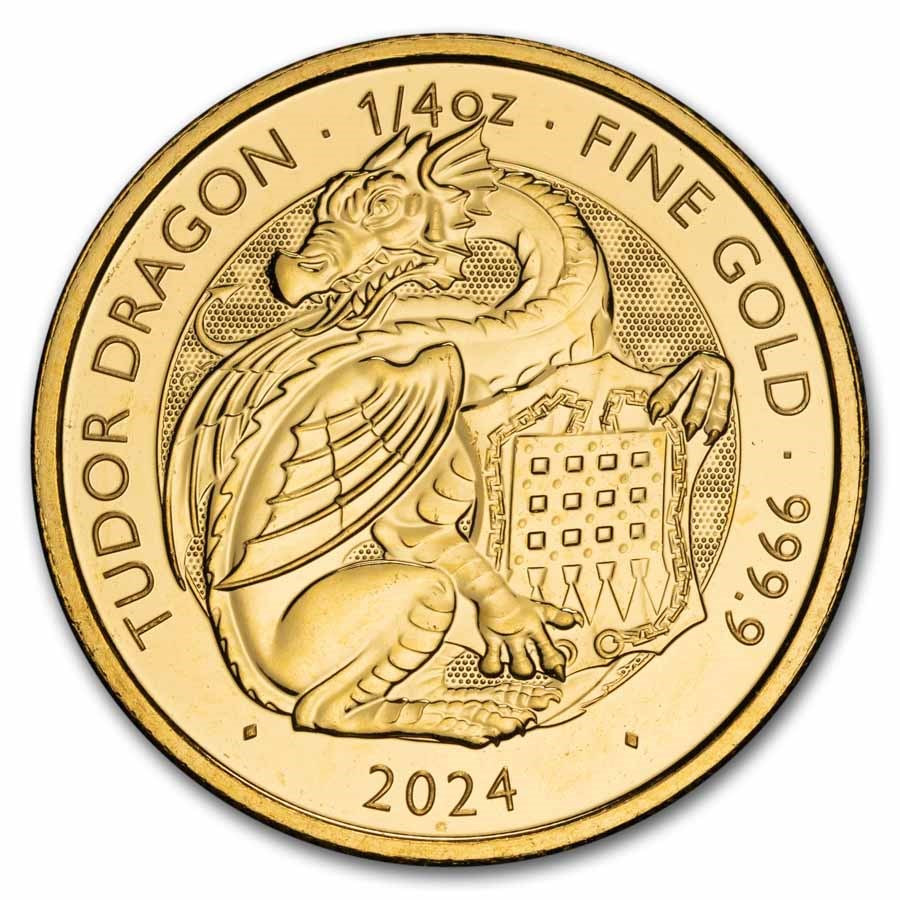 2024 GB 1/4 oz Gold Royal Tudor Beast Tudor Dragon BU Coin