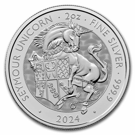 2024 2オンス ロイヤルチューダービースト　シーモアのユニコーン銀貨 2024-gb-2-oz-silver-royal-