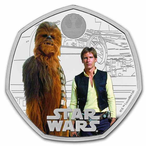 2024 GB Star Wars: Han Solo and Chewbacca Silver Proof Color Coin 2024 GB Star Wars: Han Solo and Chewbacca Silver Proof Color Coin