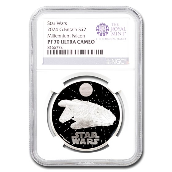 2024 GB Star Wars: Millennium Falcon 1 oz Silver PF-70 UCAM NGC 2024 GB Star Wars: Millennium Falcon 1 oz Silver PF-70 UCAM NGC