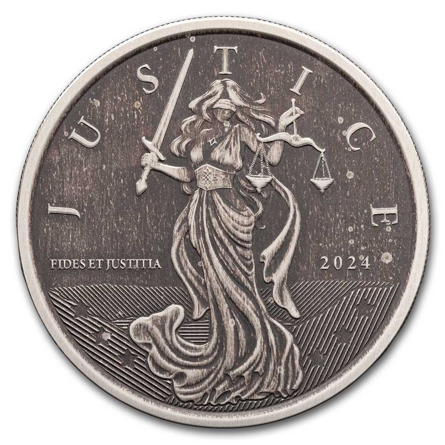 2024 Gibraltar 1 oz Silver Lady Justice Antique