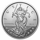 2024 Gibraltar 1 oz Silver Lady Justice BU
