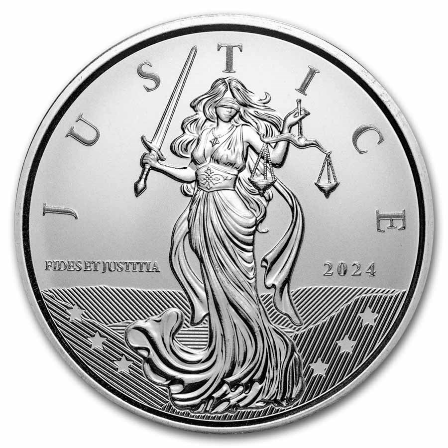2024 Gibraltar 1 oz Silver Lady Justice BU