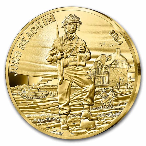 2024 Gold €50 80th Anniversary of D-Day Proof: Juno Beach 2024 Gold €50 80th Anniversary of D-Day Proof: Juno Beach