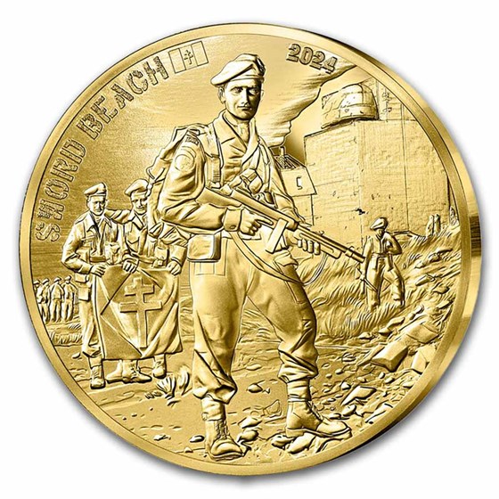 2024 Gold €50 80th Anniversary of D-Day Proof: Sword Beach 2024 Gold €50 80th Anniversary of D-Day Proof: Sword Beach