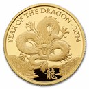2024 Great Britain 1/4 oz Gold Year of the Dragon Prf (Box & COA)