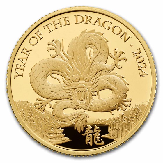 2024 Great Britain 1/4 oz Gold Year of the Dragon Prf (Box & COA) 2024 Great Britain 1/4 oz Gold Year of the Dragon Prf (Box & COA)