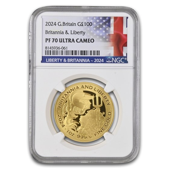 2024 Great Britain 1 oz Gold Britannia & Liberty PF-70 UCAM NGC