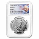 2024 Great Britain 1 oz Silver Britannia MS-69 NGC (King Label)