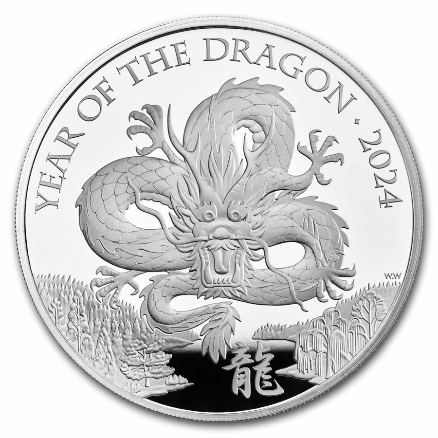 Silver Year Collection 2024 Great Britain 1 oz Silver Year of the Dragon Prf (Box & COA)