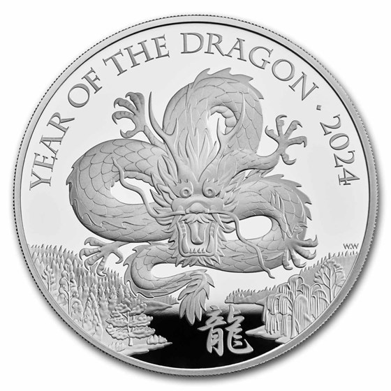 2024 Great Britain 5 oz Silver Year of the Dragon Prf (Box & COA) 2024 Great Britain 5 oz Silver Year of the Dragon Prf (Box & COA)