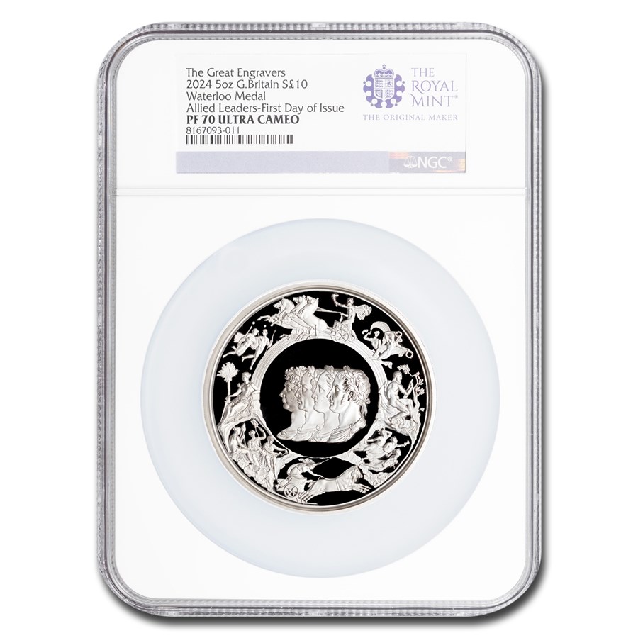 2024 Great Britain The Waterloo Medal 5 oz Silver PF-70 NGC (FDI)